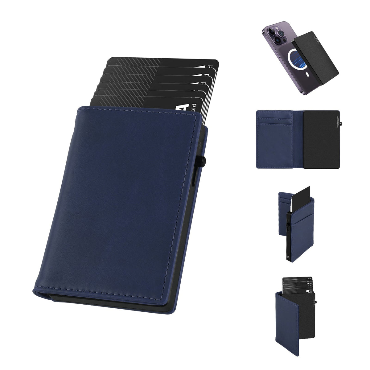 Cartera TOYFID de Aluminio con Funda de Piel Genuina para Hombre