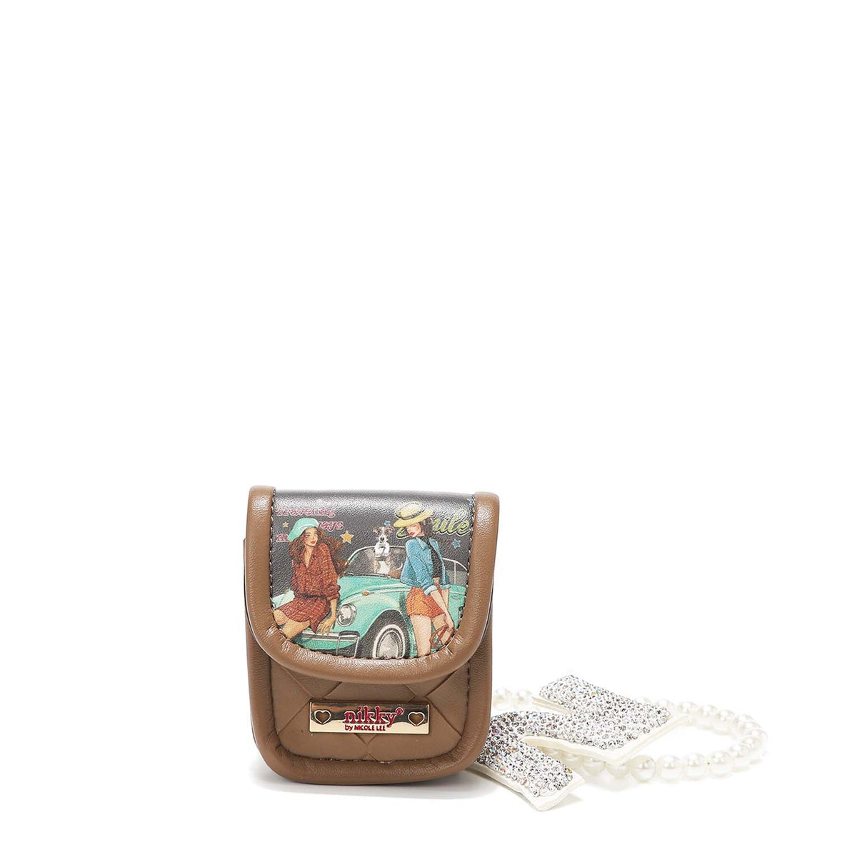 Llavero con Porta Audífonos y Pulsera de Perlas Nikky