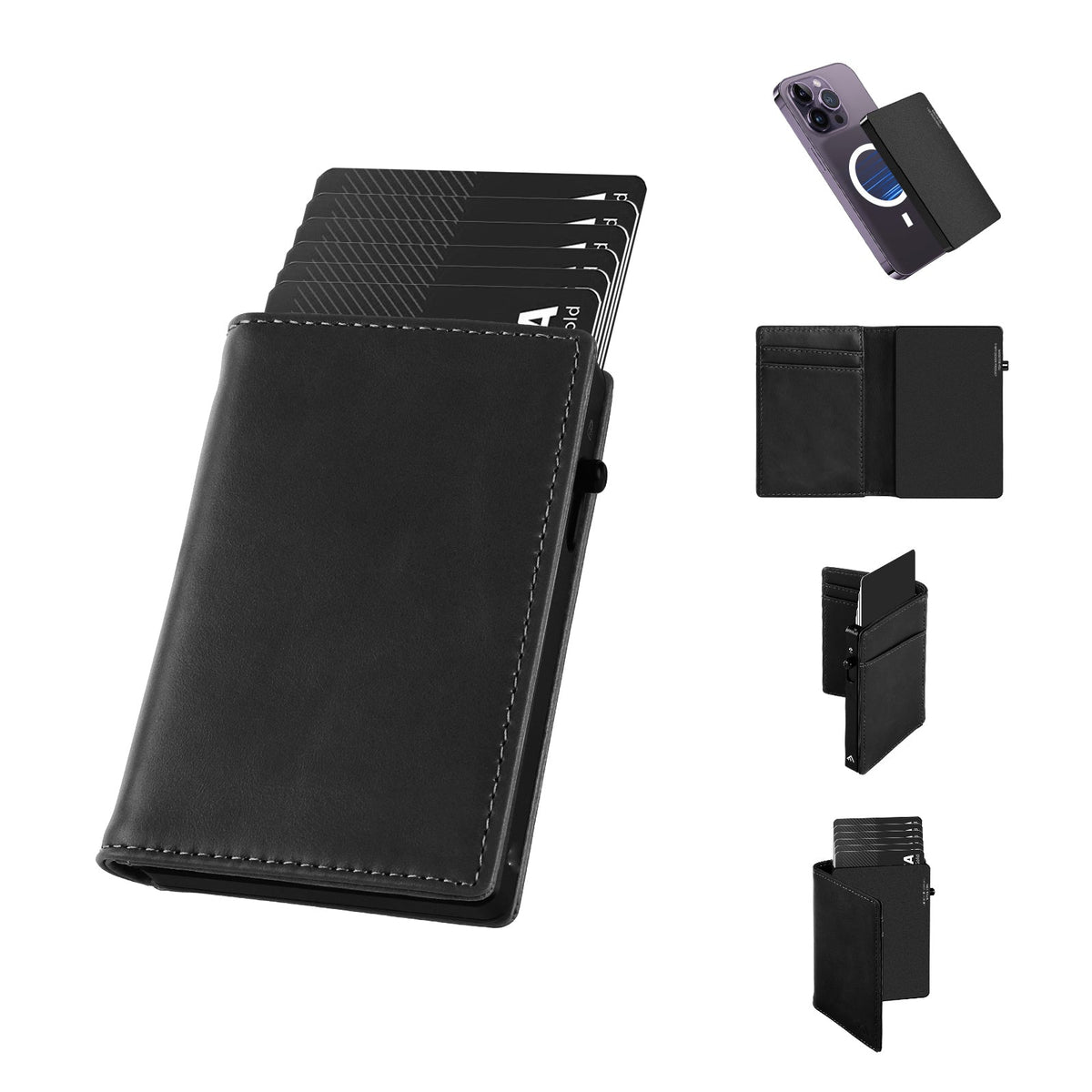 Cartera TOYFID de Aluminio con Funda de Piel Genuina para Hombre
