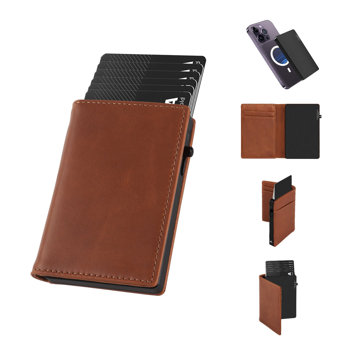 Cartera TOYFID de Aluminio con Funda de Piel Genuina para Hombre