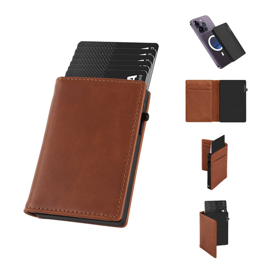 Cartera TOYFID de Aluminio con Funda de Piel Genuina para Hombre