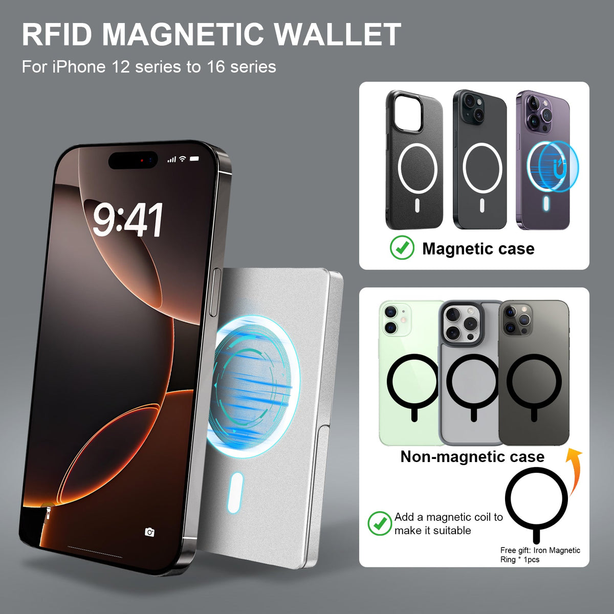 Cartera Metálica RFID TOYFID · Tarjetero Pop-Up con Soporte Ajustable para MagSafe