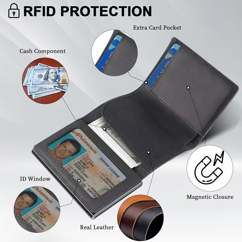 Cartera de Piel para Hombre TOYFID · RFID, Espejo y Hueco para AirTag