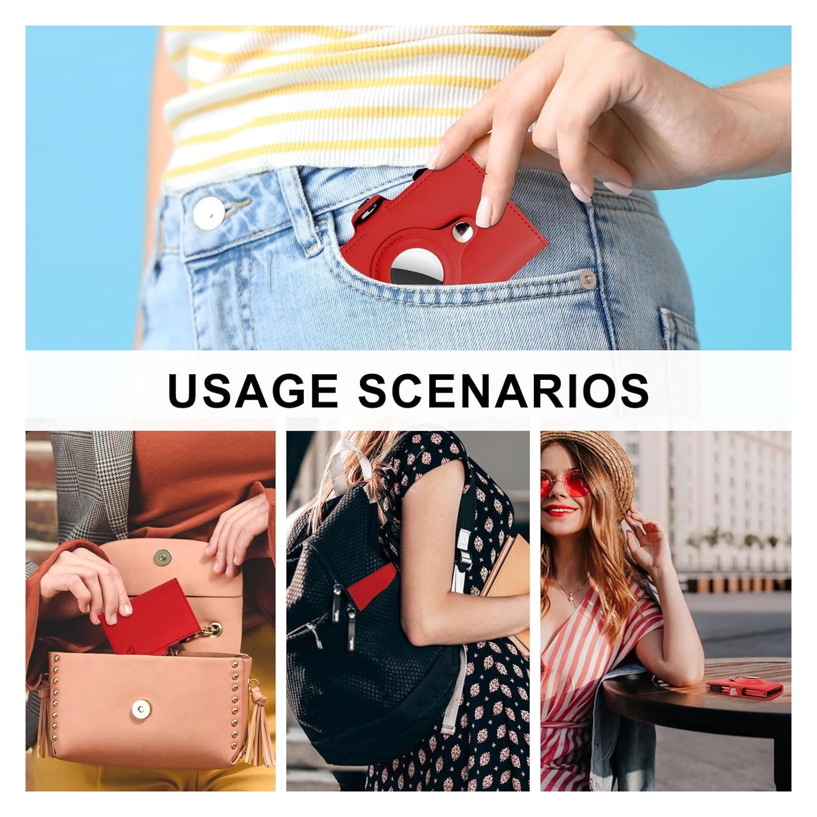 Cartera de Piel para Mujer TOYFID · Espejo y Hueco para AirTag