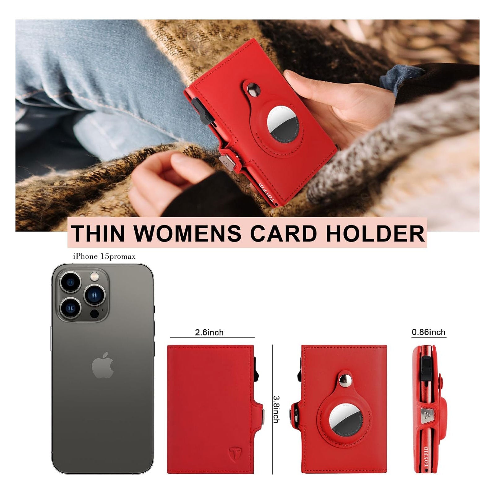 Cartera de Piel para Mujer TOYFID · Espejo y Hueco para AirTag