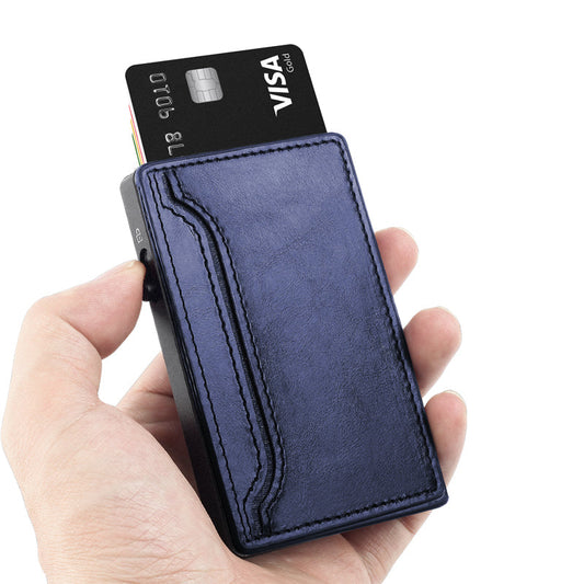 Tarjetero TOYFID de Aluminio con Funda de Piel PU · Expulsor Automático y Bloqueo RFID
