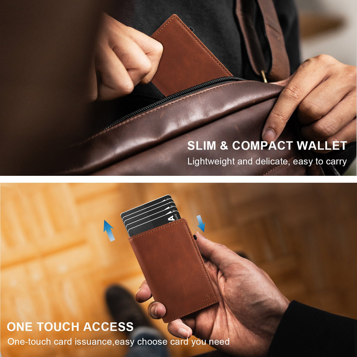 Cartera TOYFID de Aluminio con Funda de Piel Genuina para Hombre