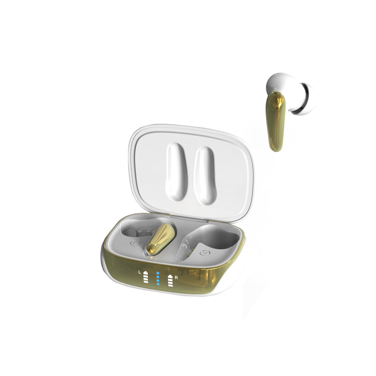 Auriculares Inalámbricos AIR Focus ANC Cancelación de Ruido · Blanco Perla y Dorado