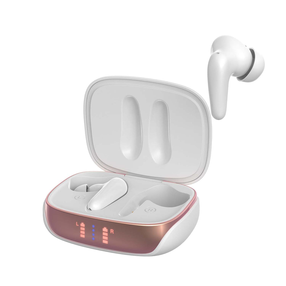 Auriculares Bluetooth AIR Focus ANC · Cancelación de Ruido (Blanco Perla y Oro Rosa)