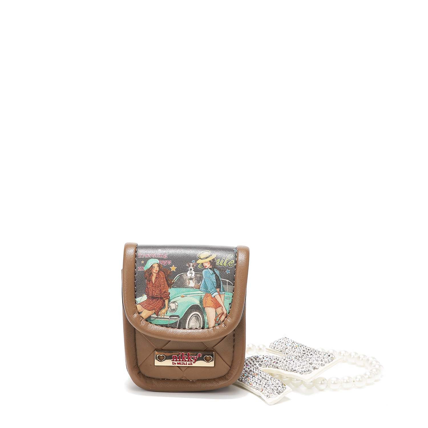 Llavero con Porta Audífonos y Pulsera de Perlas Nikky