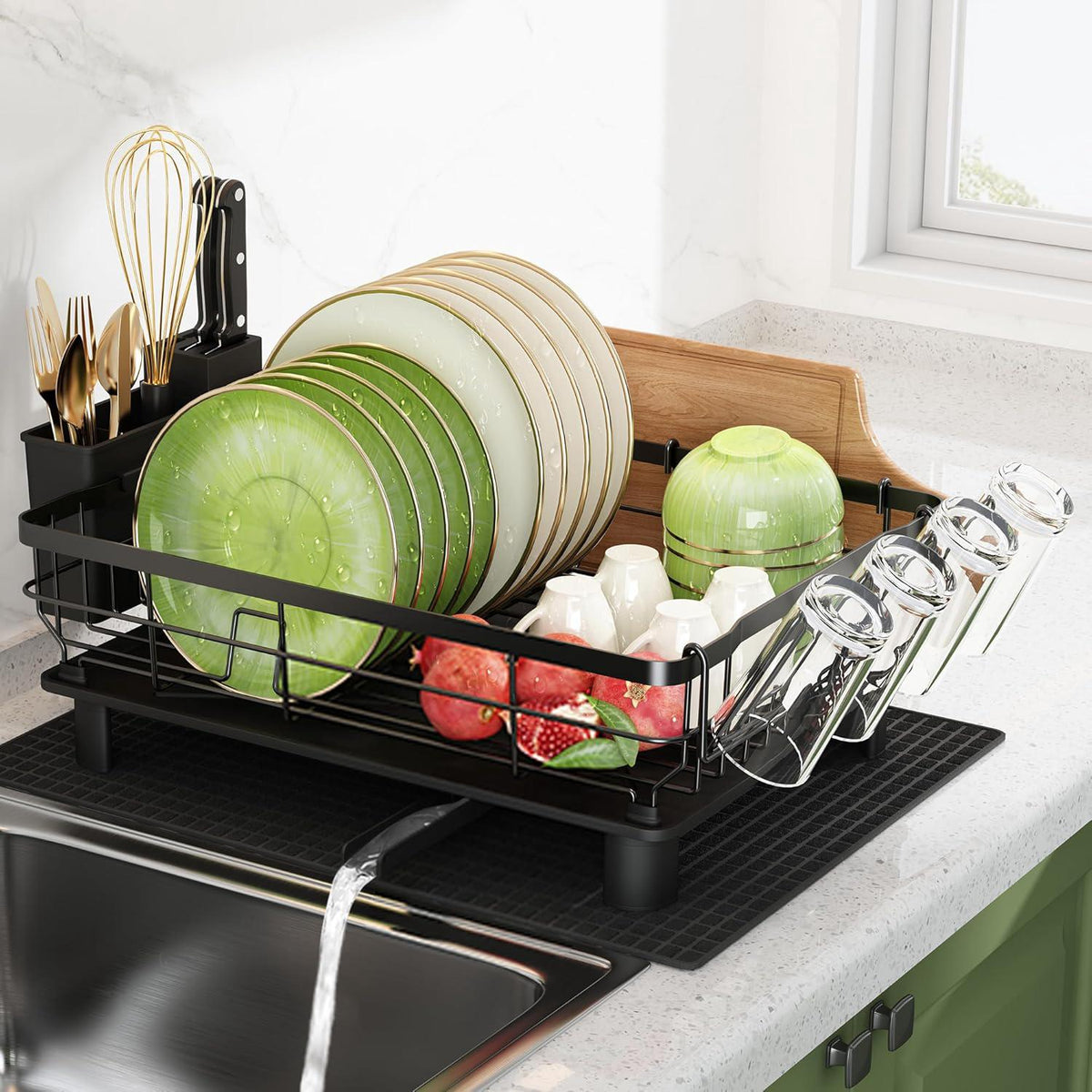Escurridor de platos verde o negro