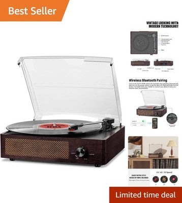 Tocadiscos Retro con Bluetooth y 2 Altavoces